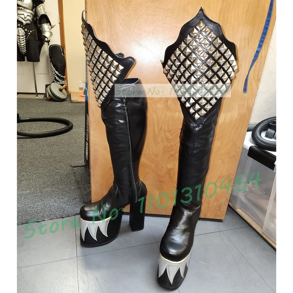 Zwarte Knie Hoge Platform Demo - Cosplay Flame Prop recensie en prijs